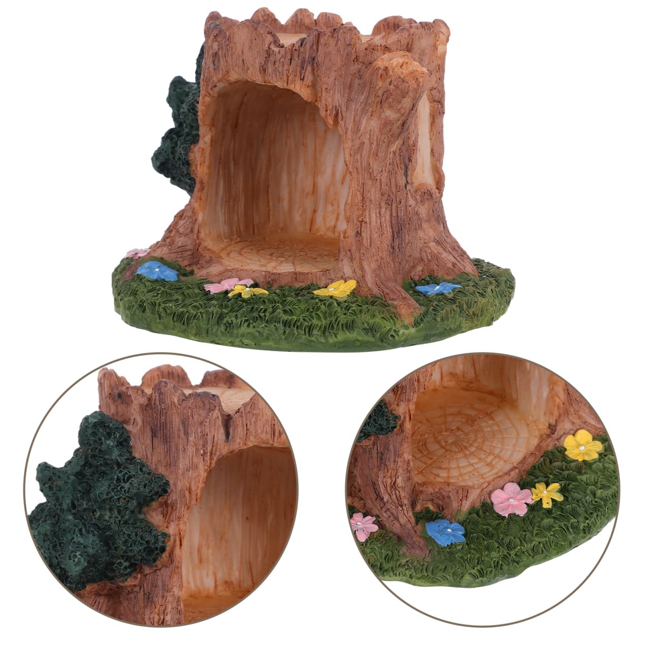 切り株　ミニチュア 8倍ミニチュアツリー切り株、小さな根切りんだ人工木切り株装飾